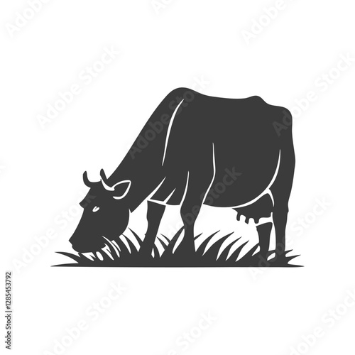Silhouette of a Black Cow Standing Sideways