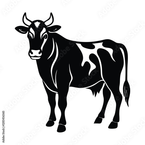 Silhouette of a Black Cow Standing Sideways