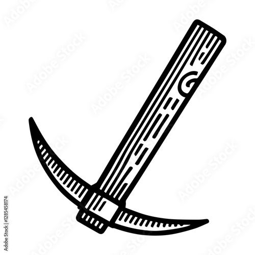 Simple Vector Icon of a Pickaxe – Logo Design Illustration