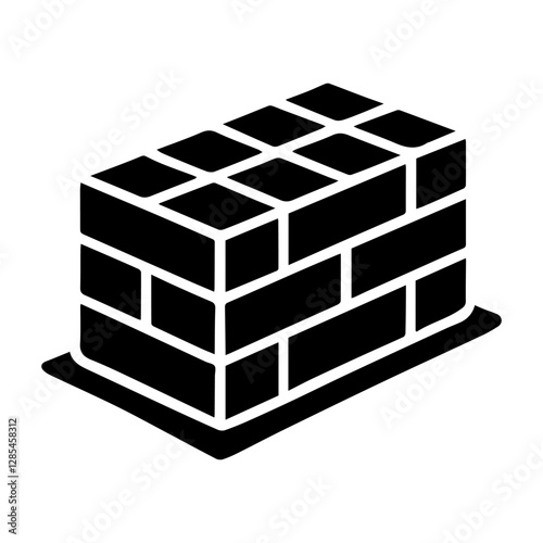 Simple Vector Icon of a Brick – Logo Design Illustration