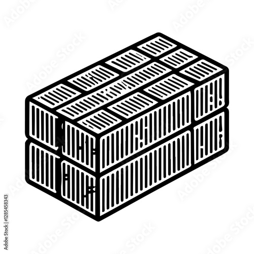 Simple Vector Icon of a Brick – Logo Design Illustration