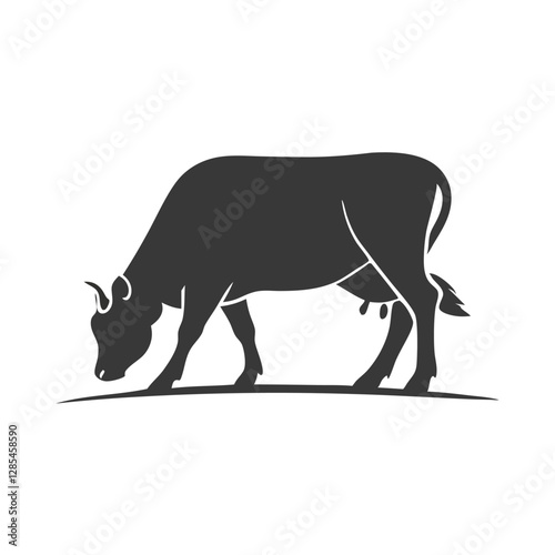 Silhouette of a Black Cow Standing Sideways