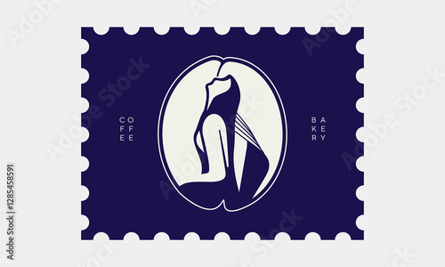 Mermaid illustration for coffee and bakery logo and stamps