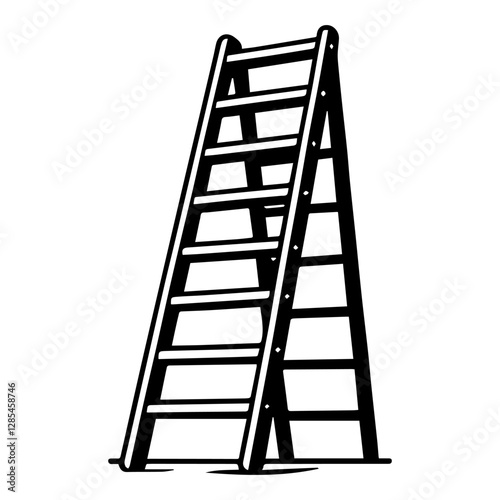 Simple Vector Icon of a Ladder – Logo Design Illustration