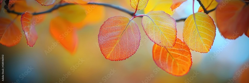 Close-up of colorful autumn leaves in shades of orange, yellow, and red Close-up of colorful autumn leaves in shades of orange, yellow, and red