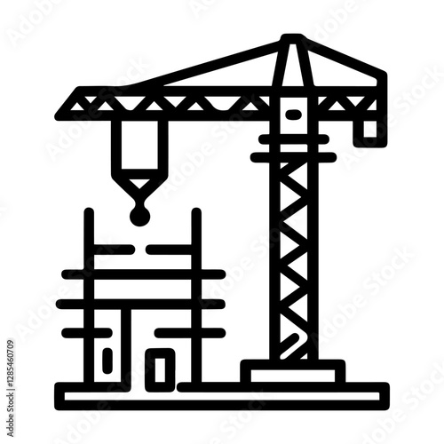 Simple Vector Icon of a Crane construction – Logo Design Illustration