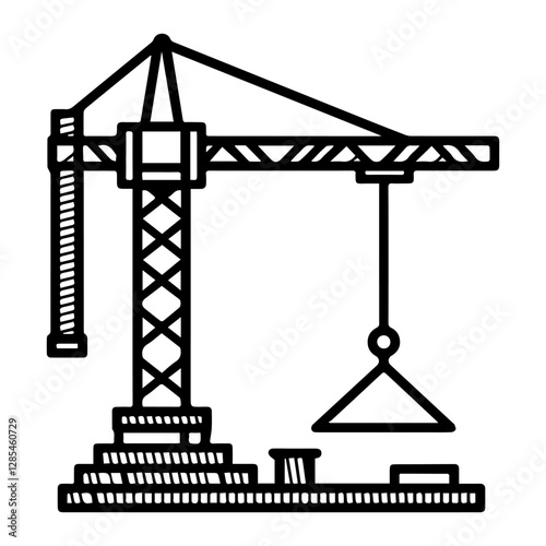 Simple Vector Icon of a Crane construction – Logo Design Illustration