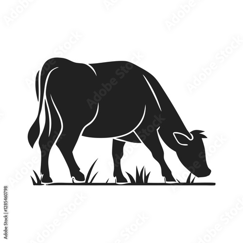 Silhouette of a Black Cow Standing Sideways