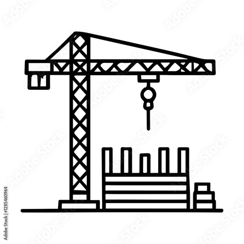 Simple Vector Icon of a Crane construction – Logo Design Illustration