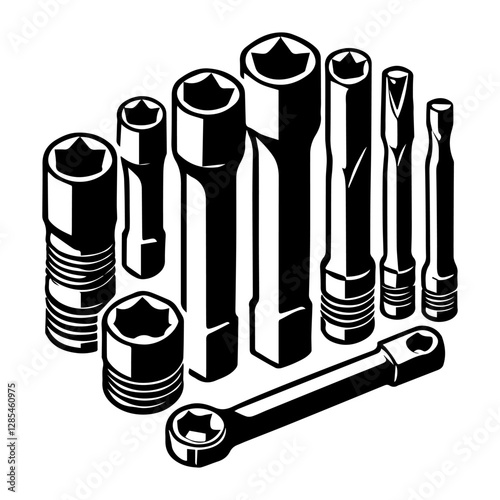 Simple Vector Icon of a Socket set – Logo Design Illustration