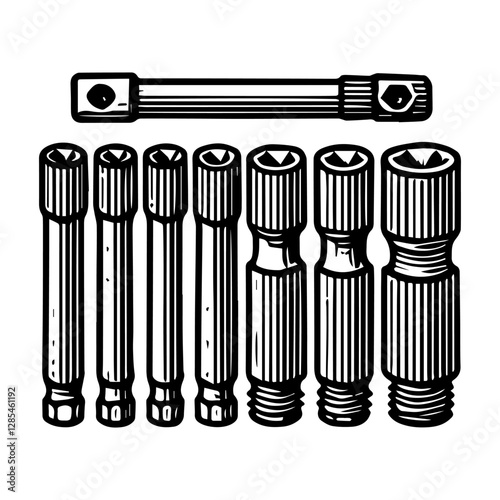 Simple Vector Icon of a Socket set – Logo Design Illustration