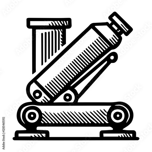 Simple Vector Icon of a Hydraulic jack – Logo Design Illustration