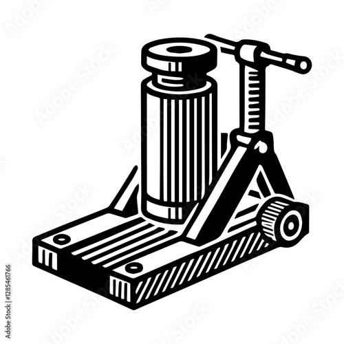 Simple Vector Icon of a Hydraulic jack – Logo Design Illustration
