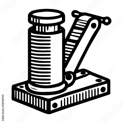 Simple Vector Icon of a Hydraulic jack – Logo Design Illustration