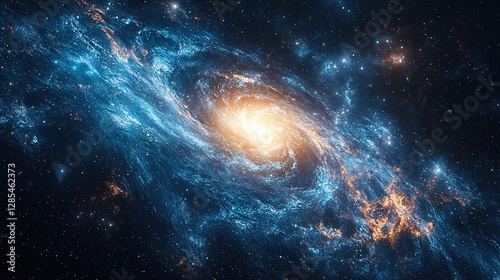 Outer Space Galaxy with Swirling Stars Auroras