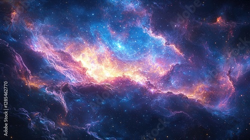 Outer Space Galaxy with Swirling Stars Auroras