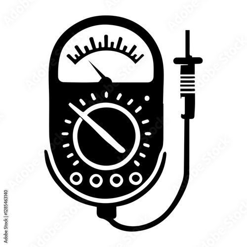 Simple Vector Icon of a Multimeter – Logo Design Illustration