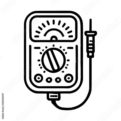 Simple Vector Icon of a Multimeter – Logo Design Illustration