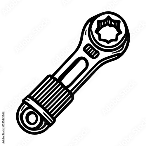 Simple Vector Icon of a Torque Wrench – Logo Design Illustration