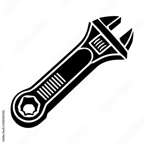 Simple Vector Icon of a Ratchet wrench – Logo Design Illustration
