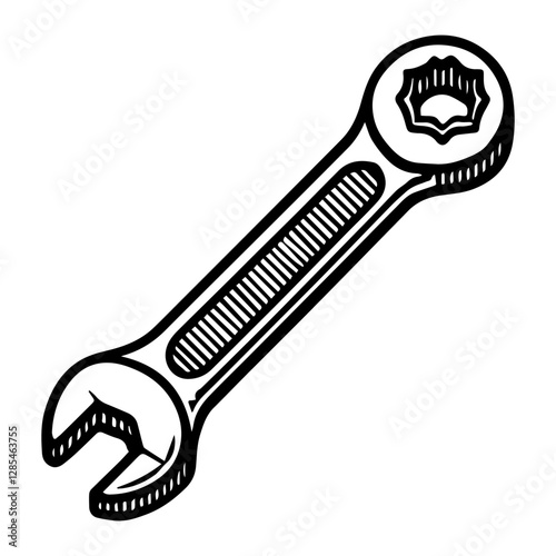 Simple Vector Icon of a Ratchet wrench – Logo Design Illustration