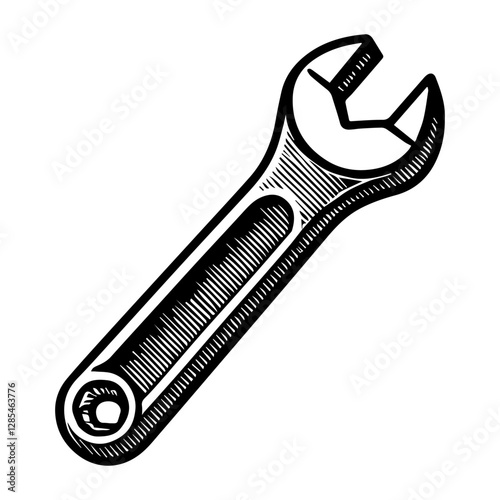 Simple Vector Icon of a Ratchet wrench – Logo Design Illustration