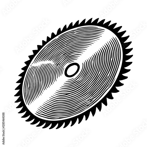 Simple Vector Icon of a Circular Saw Blade – Logo Design Illustration