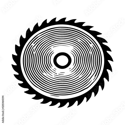Simple Vector Icon of a Circular Saw Blade – Logo Design Illustration