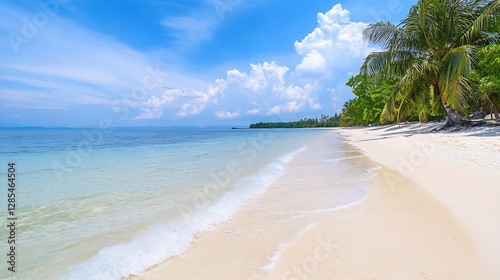 Breathtaking Tropical Beach with Crystal Clear Water and Lush Palm Trees : Generative AI photo