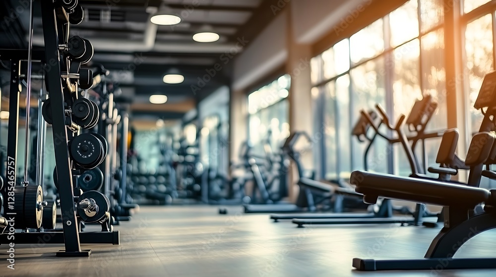 A Well Lit Gym Showing Equipment And Exercise Machines A Well Lit Gym Showing Equipment And Exercise Machines