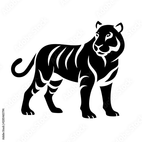 Majestic white tiger icon with soft shading, symbolizing rarity and grace.