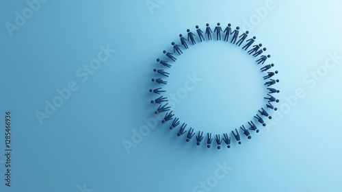 A circular arrow surrounding a group of businesspeople collaborating, symbolizing teamwork, continuous improvement, and a customer centric approach.