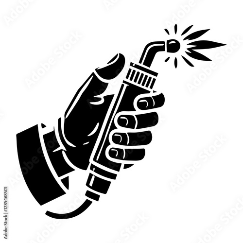 Simple Vector Icon of a Welder’s Hand with Torch – Logo Design Illustration