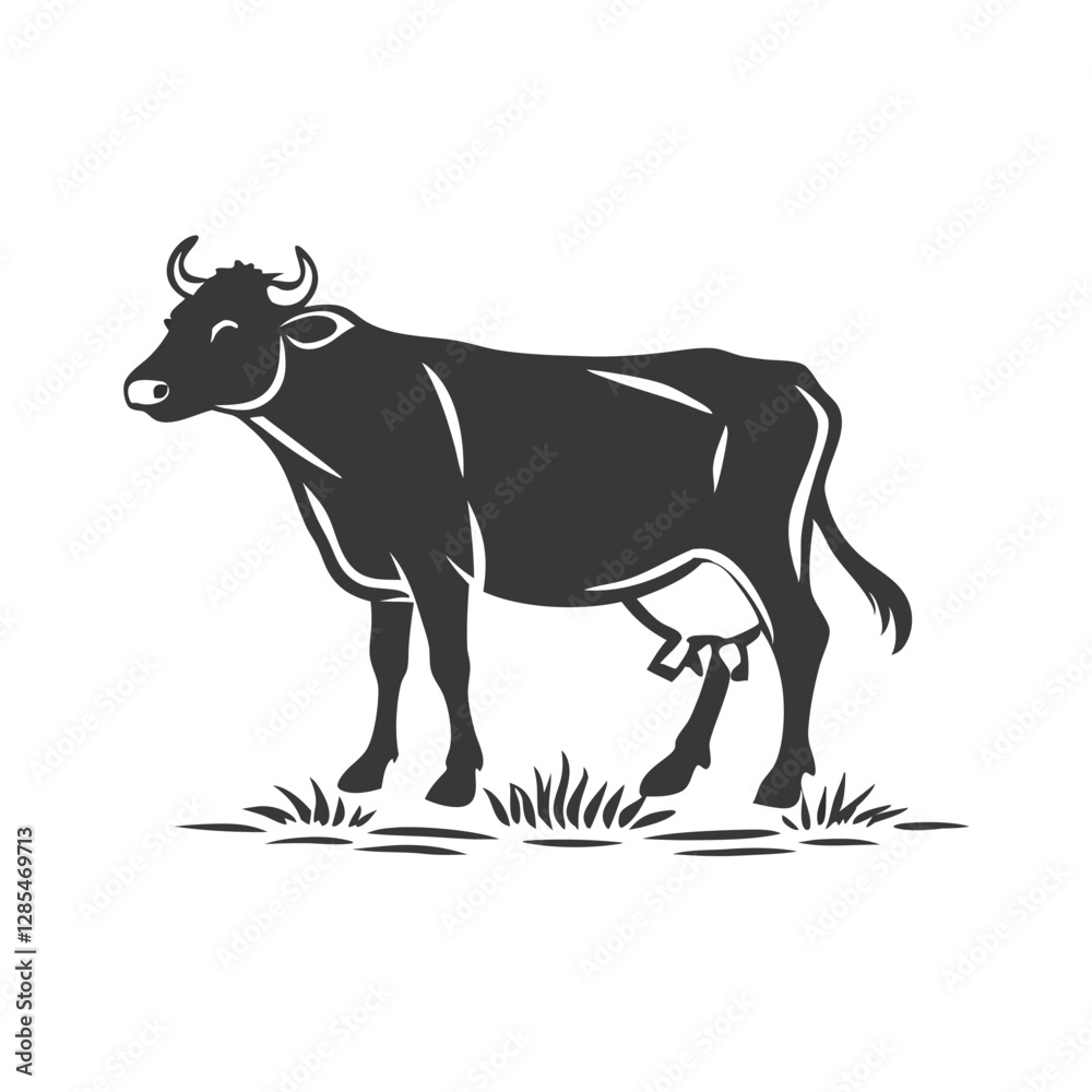 Fototapeta premium Silhouette of a Black Cow Standing Sideways