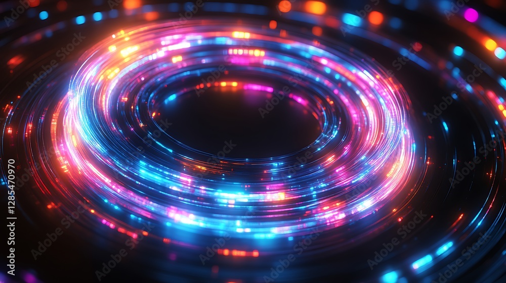 Neon Lights Spiral Abstract Swirling Design Neon Lights Spiral Abstract Swirling Design