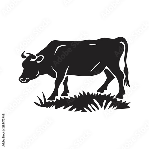 Silhouette of a Black Cow Standing Sideways