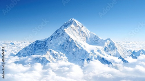 Mountain Top with Serene Clouds on Crystal-Clear Blue Sky