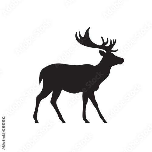 Majestic Deer Silhouette on White Background