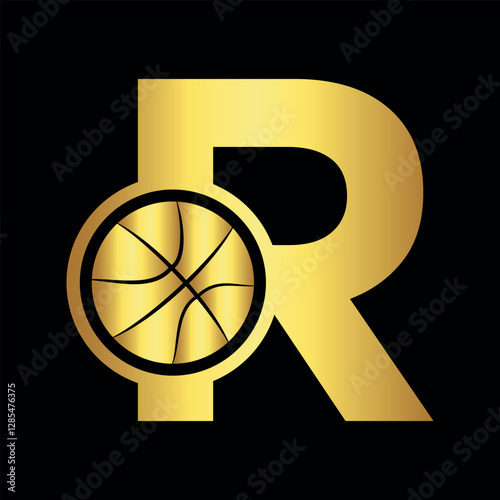 Basketball Logo combine with letter R vector template