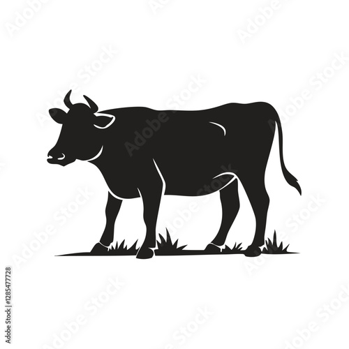Silhouette of a Black Cow Standing Sideways