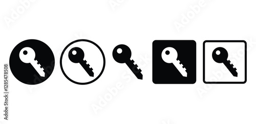 key lock home icon symbol vector design black white color simpe illustration set