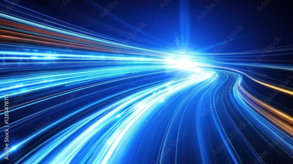 Dynamic blue light trails creating a vibrant abstract scene Dynamic blue light trails creating a vibrant abstract scene