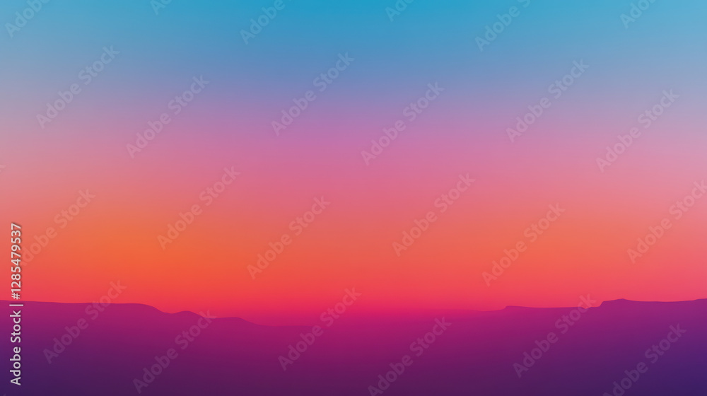 Obraz premium A serene gradient sky transitioning from blue to vibrant pink and purple hues, creating a tranquil and beautiful atmosphere.