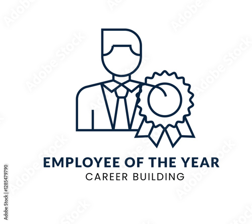 Employee Of The Year line Icon Set . Vector Illustration
