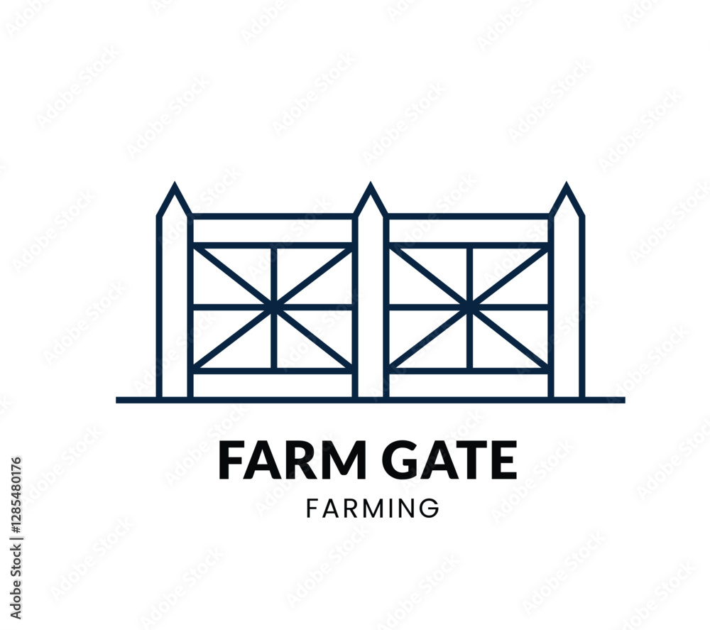 Fototapeta premium Farm Gate line Icon Set . Framing related . Vector Illustration