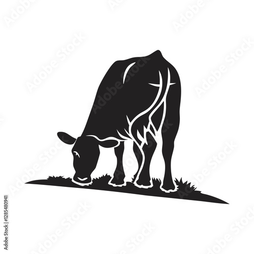 Silhouette of a Black Cow Standing Sideways