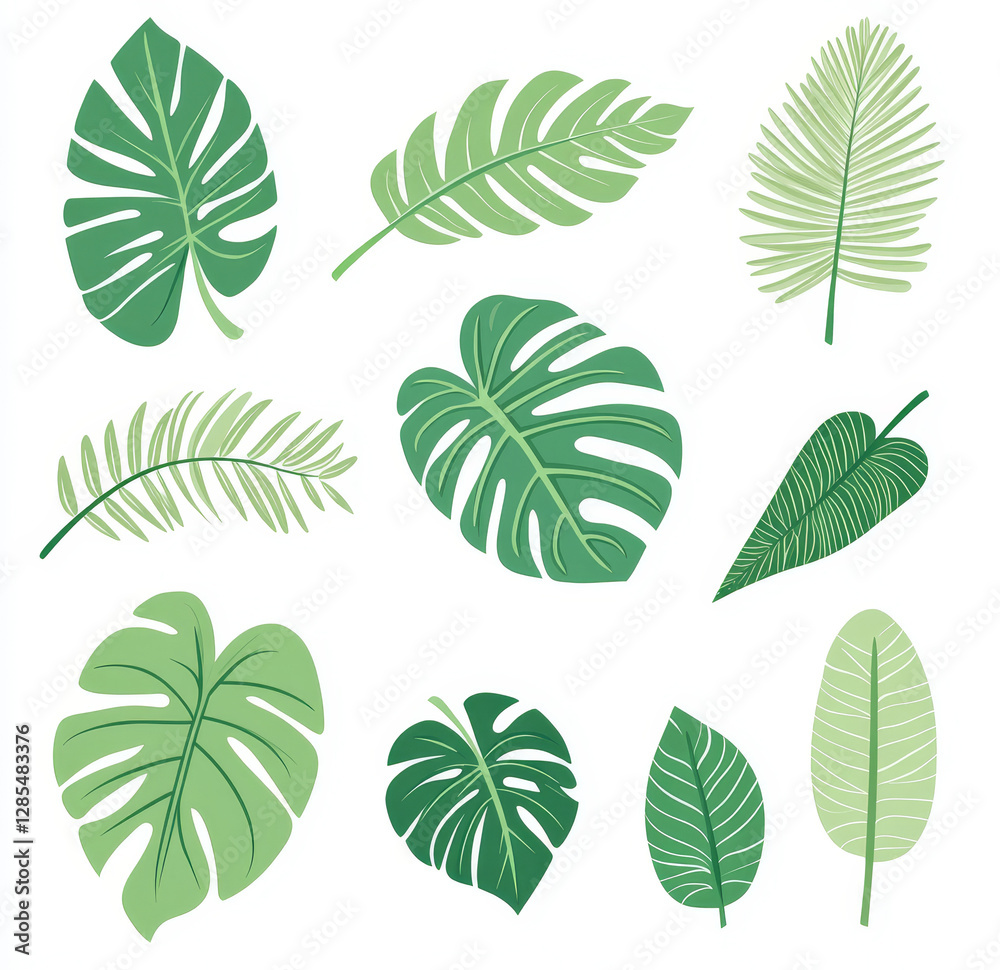 Fototapeta premium set of green leaves vector