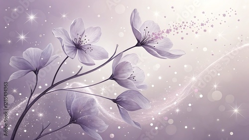 Soft Lavender Gradient Background with Floating Translucent Petals and Sparkles dreamy soft lavender gradient background blending gentle pastel hues, complemented by floating translucent petals  photo