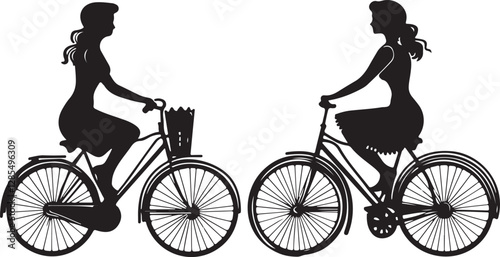 Dynamic Cyclist Silhouettes Vector Set photo