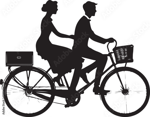 Dynamic Cyclist Silhouettes Vector Set photo